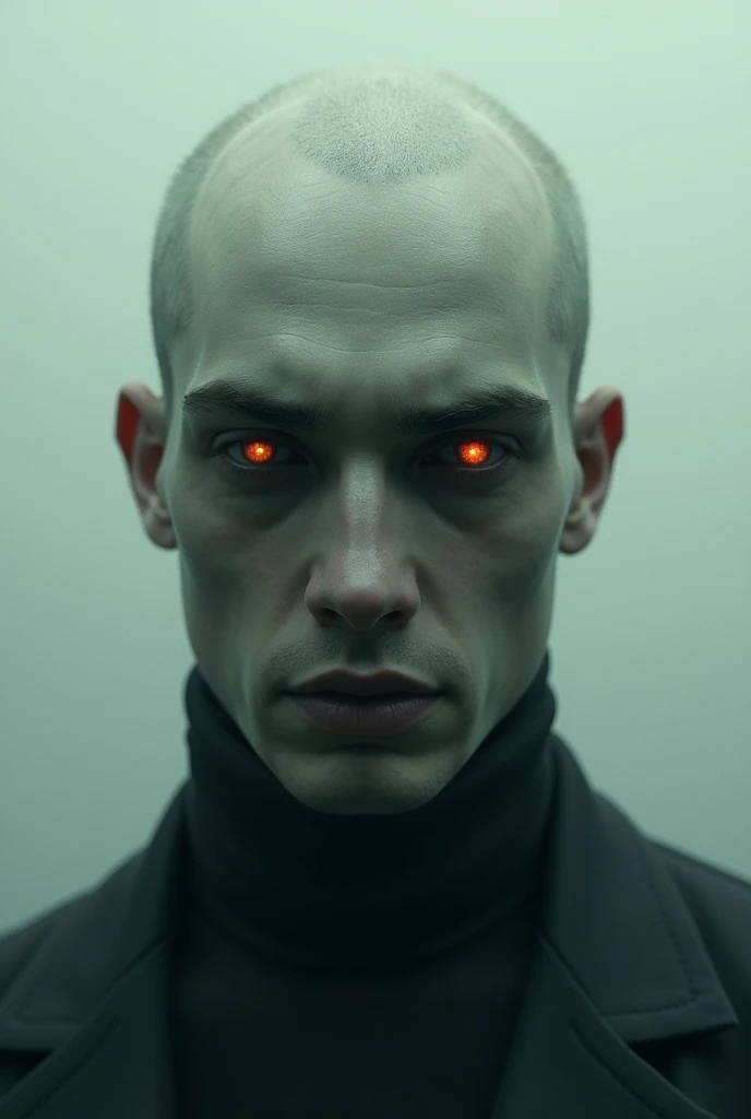 A man, with empty eyes, mysterious and just eyes, no face and body.
