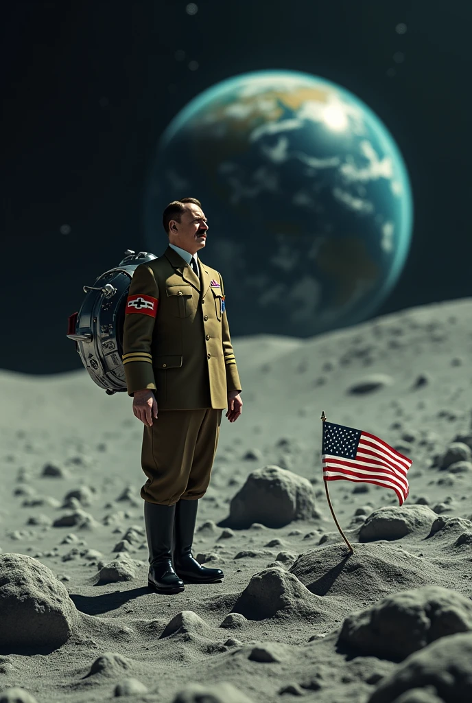 Imagine hitler in space suit and with nazi flag and ordering to attack jews