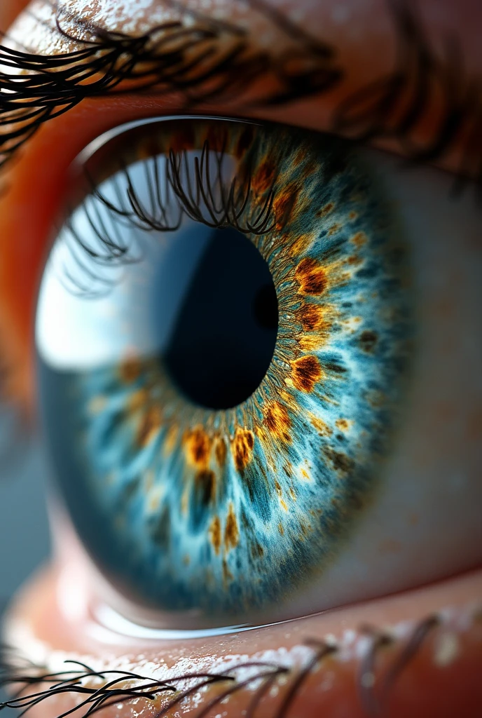 Create an image of an eye with the world reflected in its iris