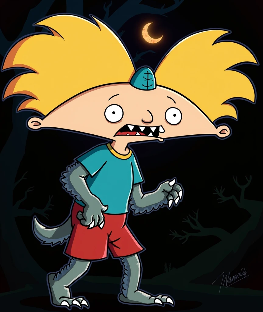 Arnold Shortman from Hey Arnold As a werewolf
