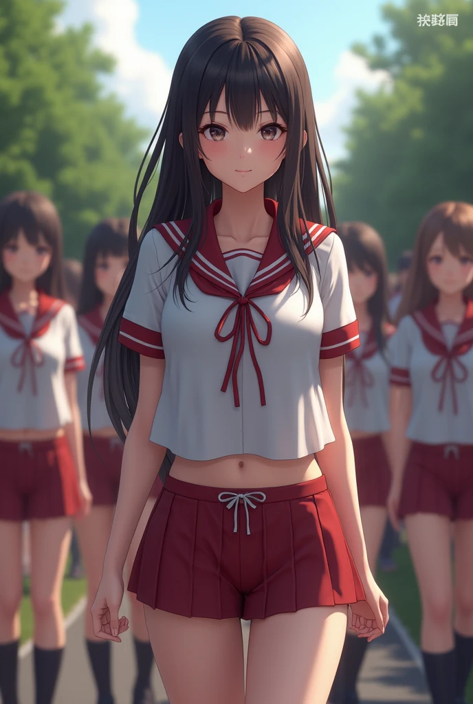 1girl Realistic image 8k, (uniform) High School Uniform, Are standing, Outdoor, Detailed face, Detailed eyes, Small breasts, Glowing Skin, Wet Skin, with legs open and not wearing underwear、I can see her vagina, Looking at the audience,(8k, RAW Photos, Highest quality, masterpiece: 1.2), (Realistic, Realistic: 1.37), ultra-high resolution without wearing pants and with legs open and not wearing underwear、I can see her vagina,