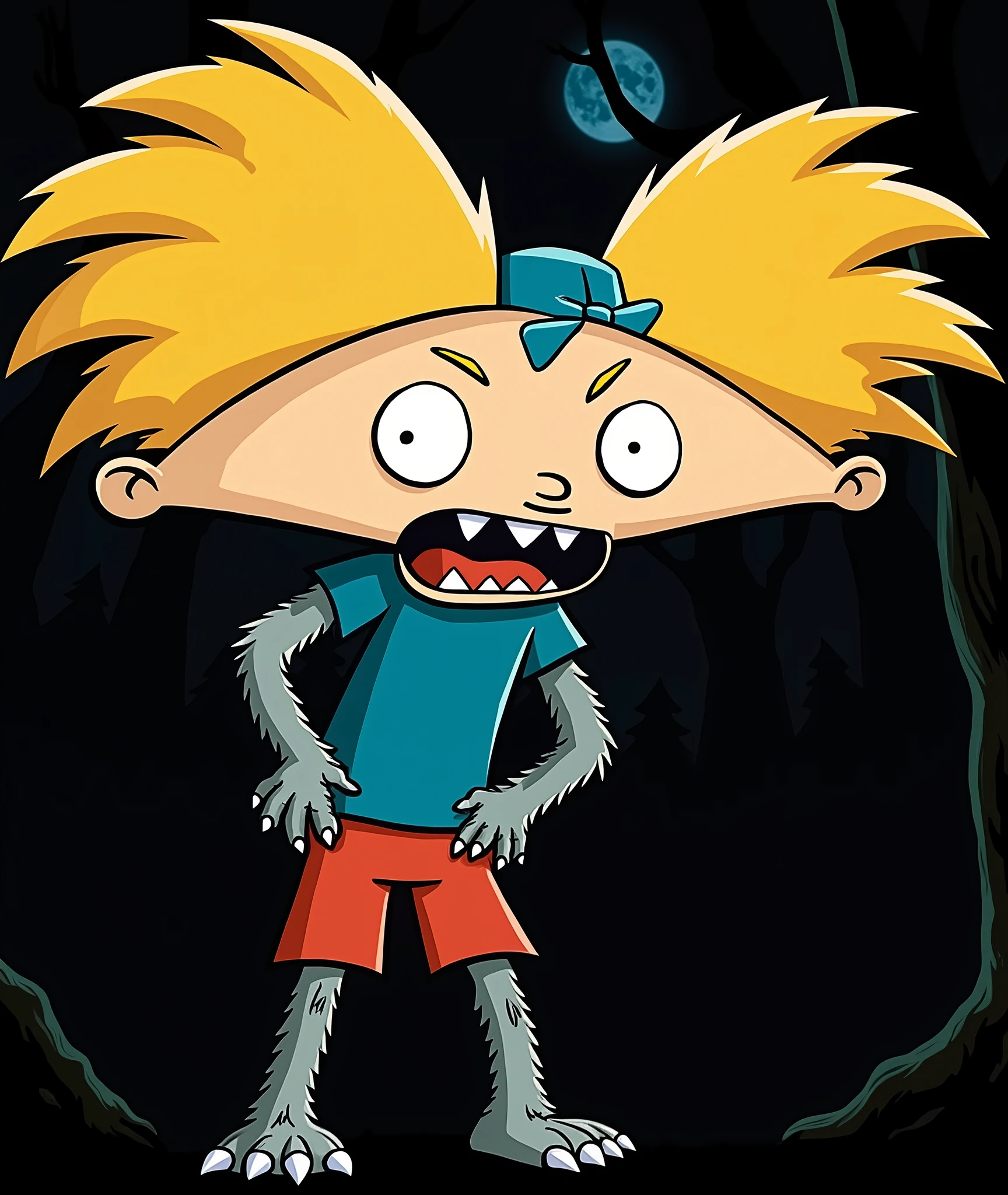 Arnold Shortman from Hey Arnold As a werewolf