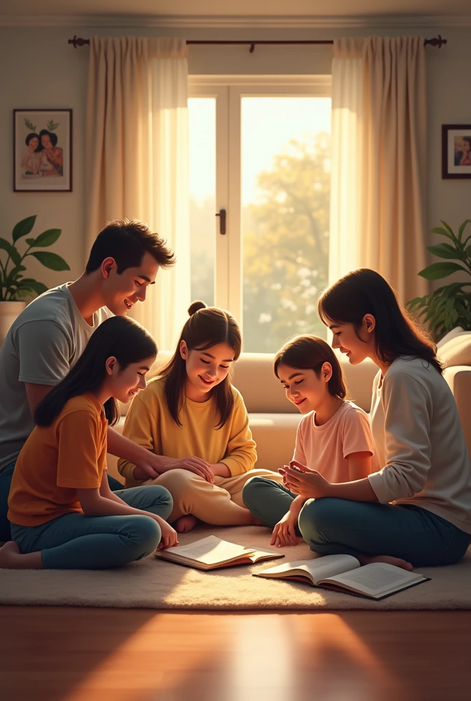 In a quiet suburban home, vivand aa família composta por três s: Ana, Laura and Beatriz, and a , Michael, besides their parents, Carlos and Fernanda. All family members are united by a common goal: build a bright future.