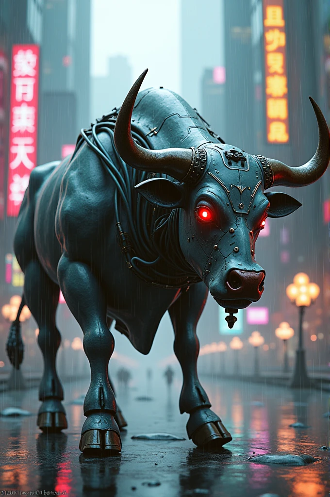 Cyberpunk half-android bull