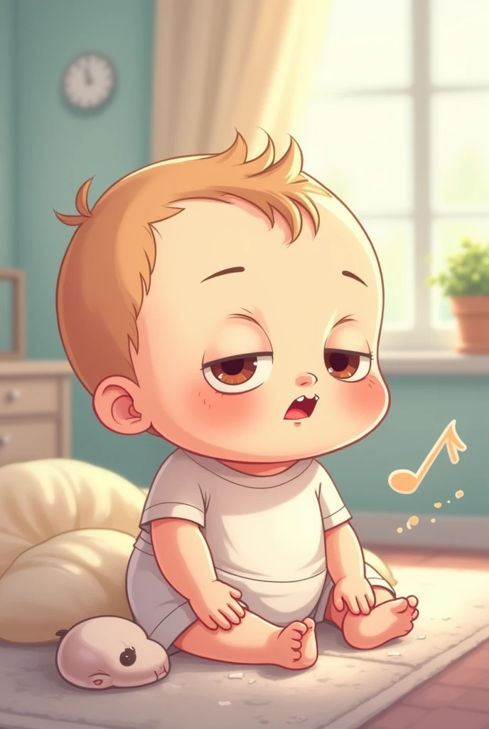 Draw a cartoon of a calm listening to his mother's voice or relaxing music, and with an expression of discomfort at loud noises.