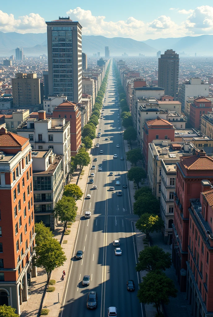 Have several medium-sized residential and office buildings that are separated, with a different design each one of them on an avenue in the city of Arequipa. That has satellite view