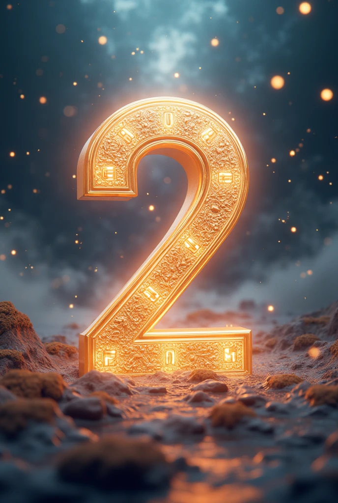 Make an image with the word religion and the number 2 in the center in 3D with images of the Christian God behind it
