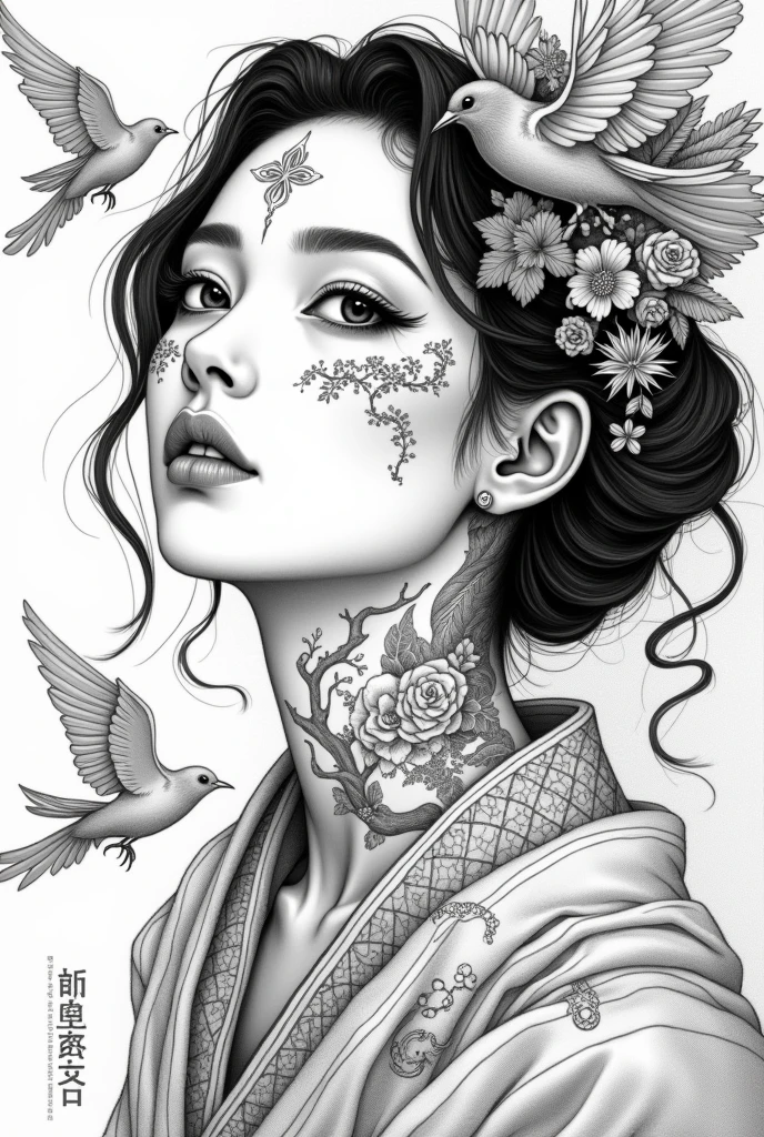 Draw up a sketch of a tattoo on white paper. From a São Jorge plant with regional features from Pará that is to be tattooed above the chest. 12 cm tattoo each