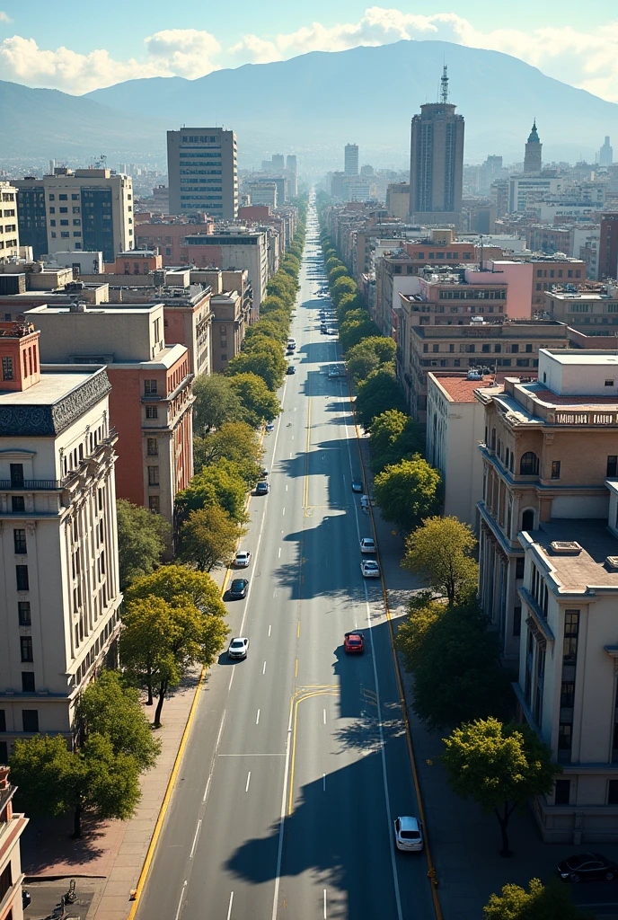 Have several medium-sized residential and office buildings that are separated, with a different design each one of them on an avenue in the city of Arequipa. That has satellite view
