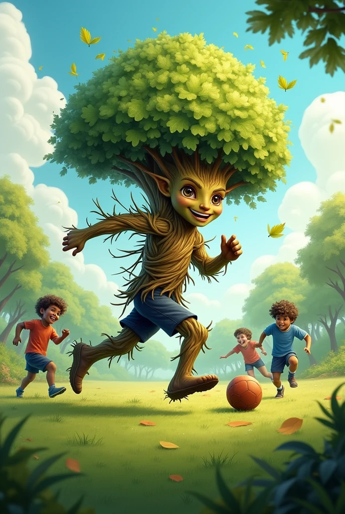 A tree playing football