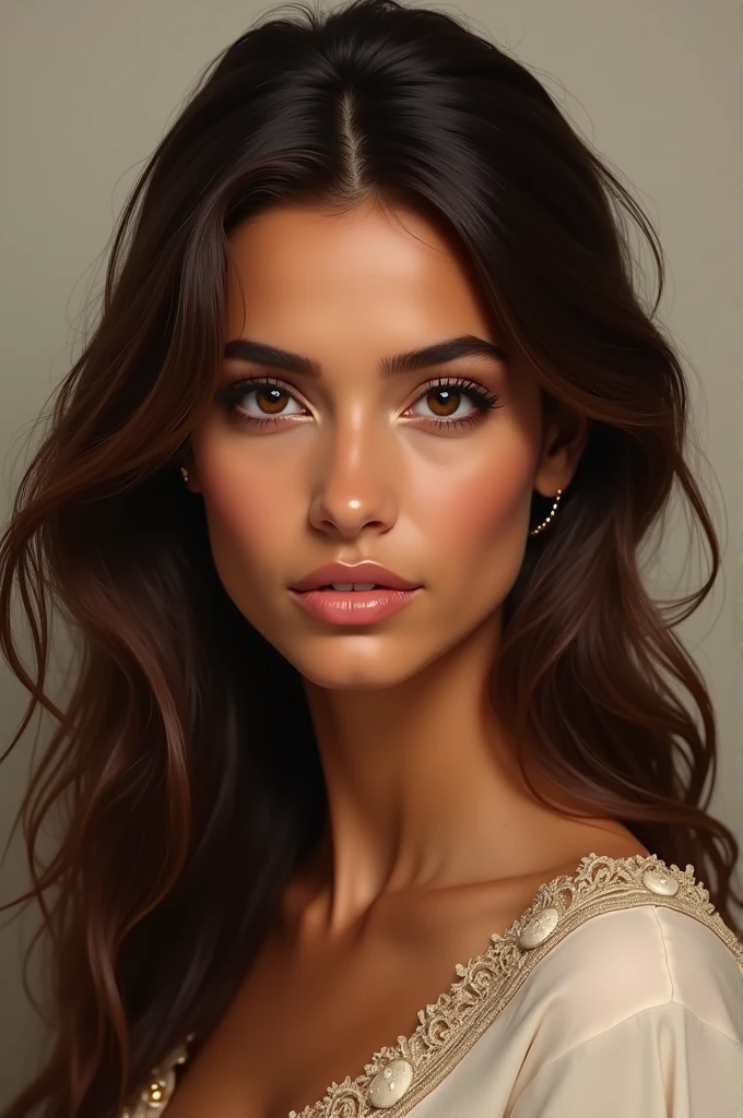 Realistic brunette Moroccan woman with tanned complexion 