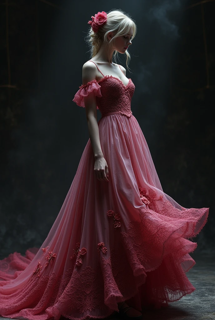 Elegant Ink Ombre Rose Gothic ta Lace A-Line Dress