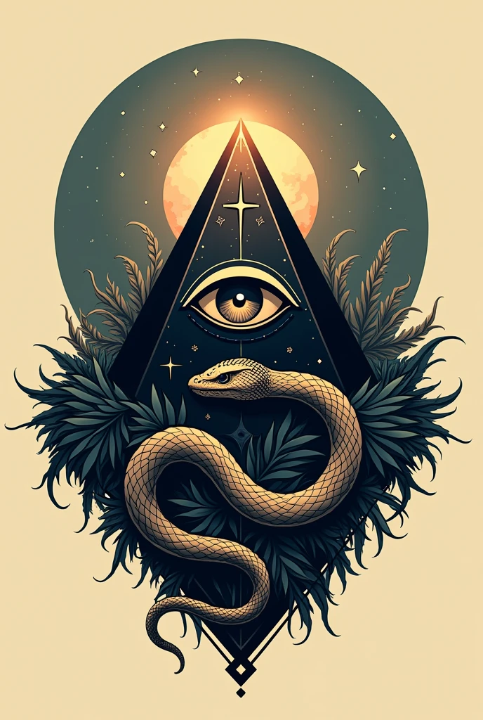 pyramid logo with eye in its center and snake around the pyramid