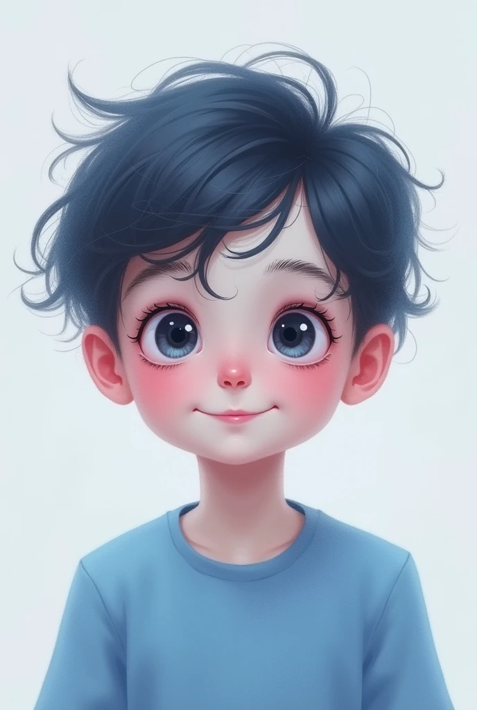 boy with EDWARDS SYNDROME drawn in blue and pink tones