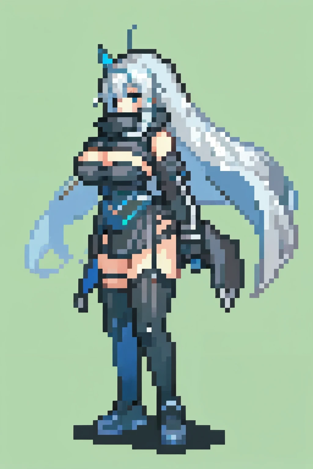 (1girl), (solo), (huge tits), (long silver hair), (blue eyes), (black jacket white shirt), (black skirt), (military style), (underboob:1.1)