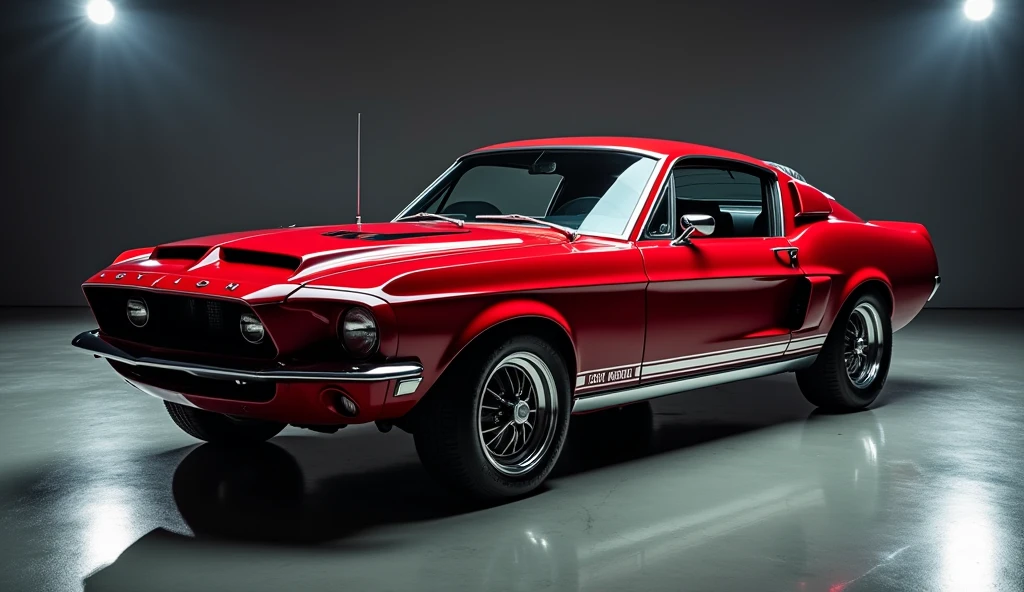 Ford Mustang gt500 1967, 32k, 600 dpi, Sony A7 IV, Studio lighting, Realistic Environmental Lighting, Immersive realism, Cinematic, Centered, Shallow depth of field, Dramatic Lighting, Beautiful, Ultra detailed, chromatic aberration, Screen space reflections, 1200pp