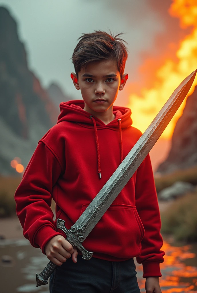 Adventure Time, vampire, red sweatshirt, sword, fire powers, cool