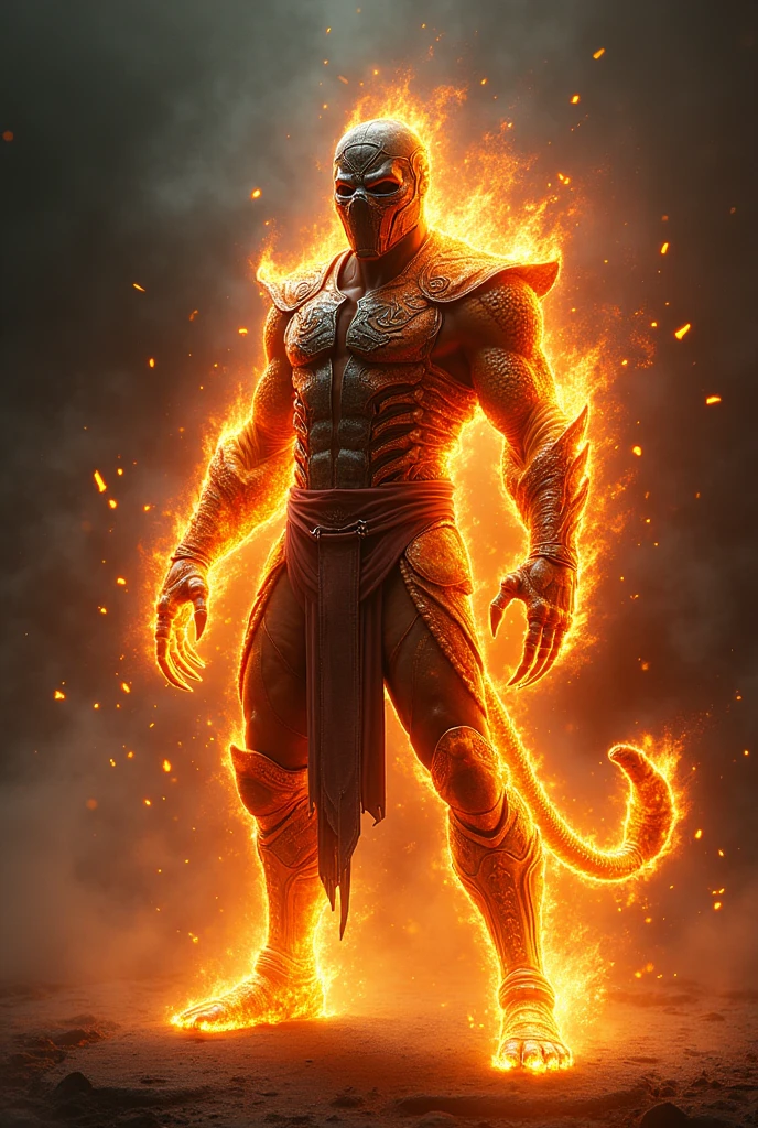 Scorpion Mortal Kombat with flaming body