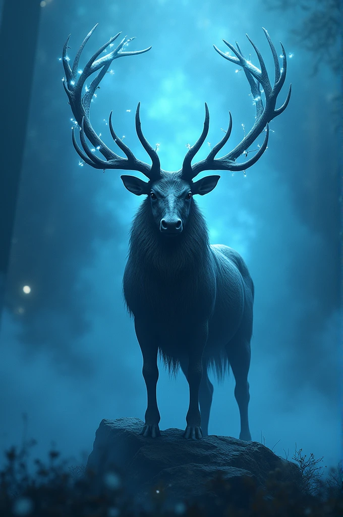 Cernunnos blue background and lights on his horns