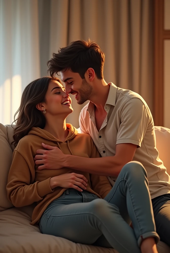 Create a tickle scene between two people
