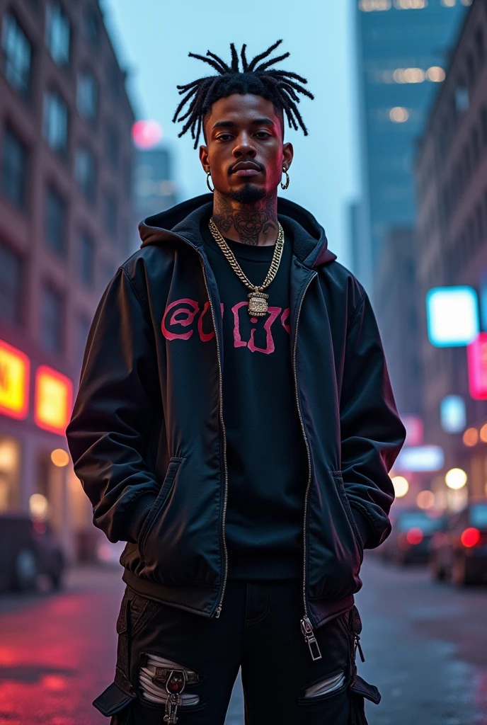 Creates a young black American rapper of 23 