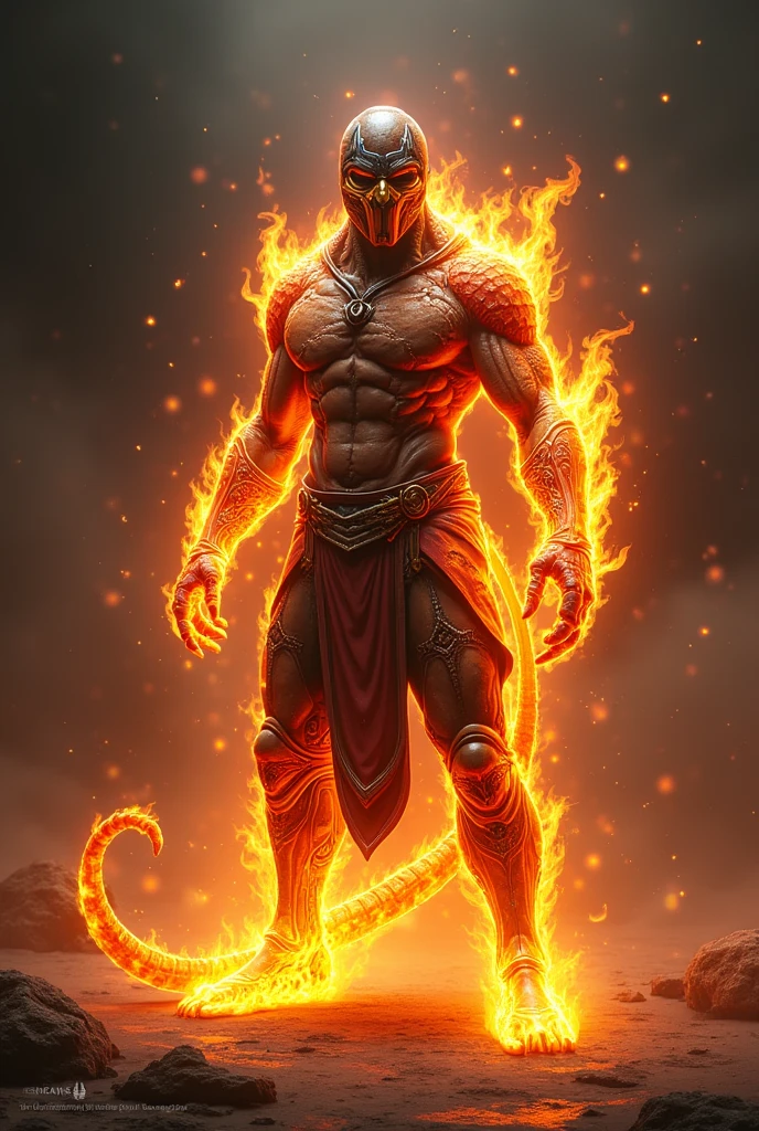 Scorpion Mortal Kombat with flaming body