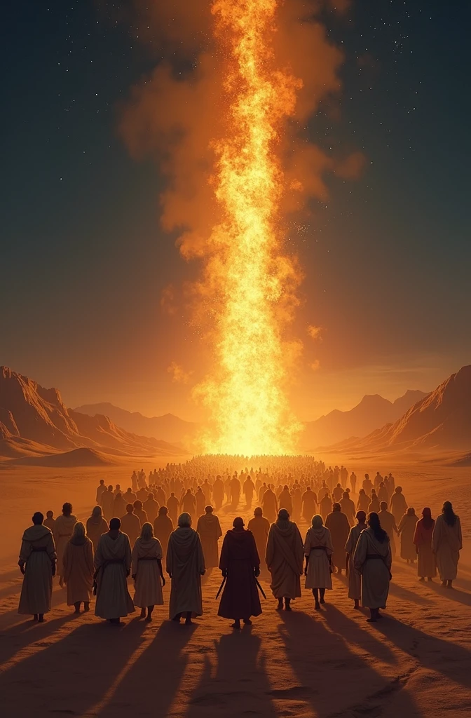 The people of Israel with the pillar of fire 