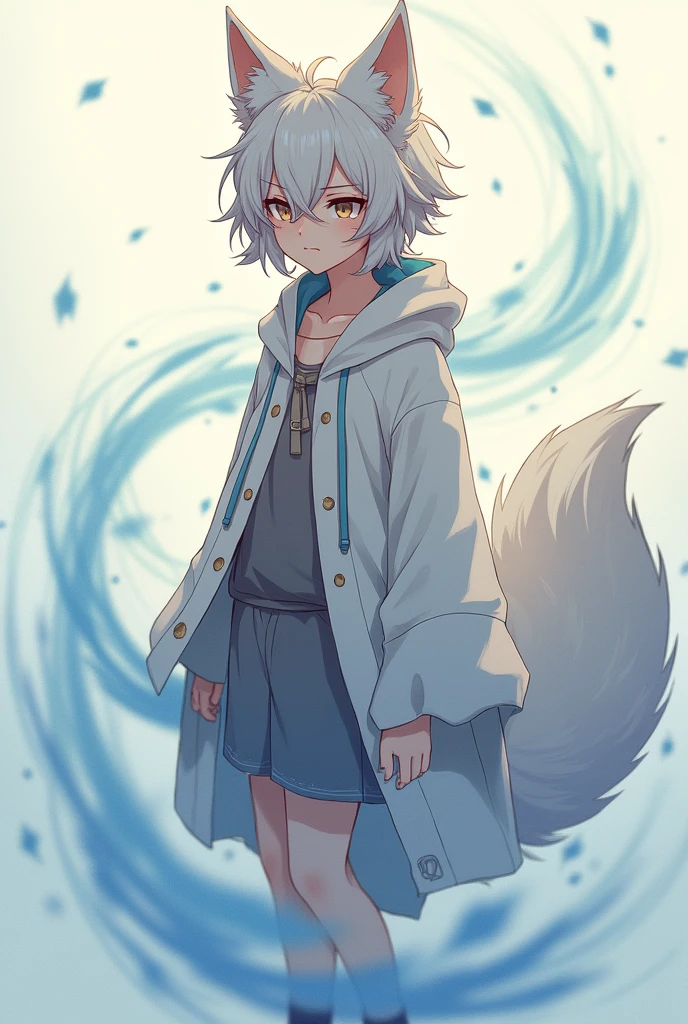 Anime boy with wolf ears and tail