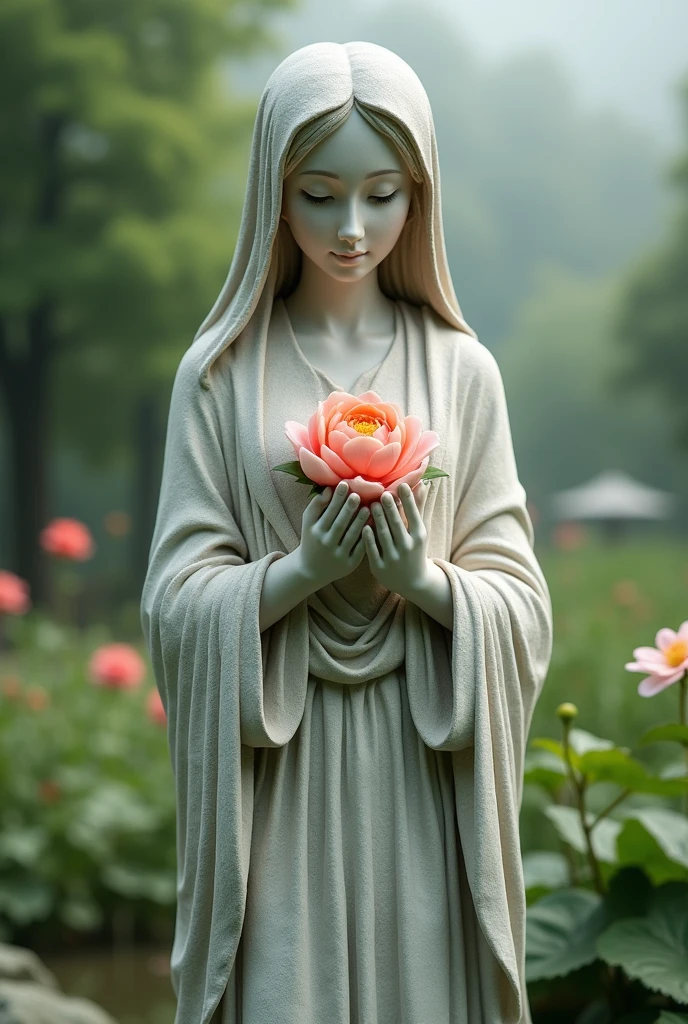 statue holding a flower easy drawing