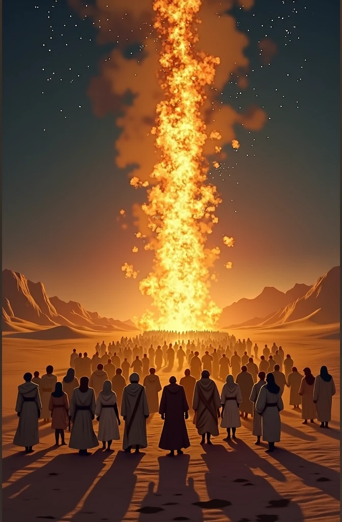 The people of Israel with the pillar of fire 