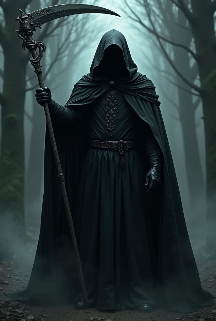 Death Eater holding a scythe (harry potter