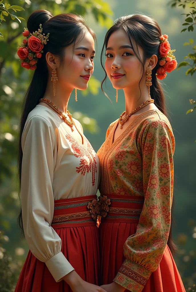 Women wearing plaju and tops