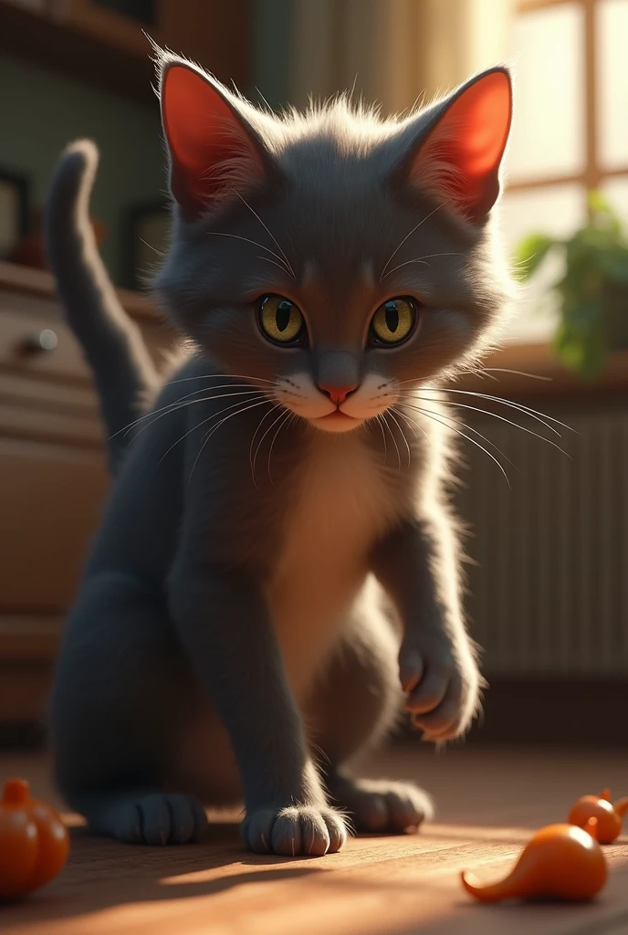 A hungry cat