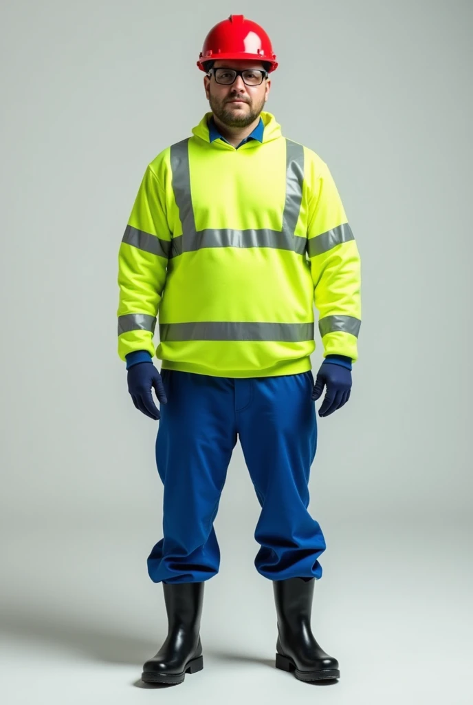 post, BAN ON RECEIVING CORONA BEER CONTAINERS, with man dressed in fluorescent green long-sleeved sweater, with grey reflective on the sweater, black safety boots, blue pants, red helmet, safety glasses