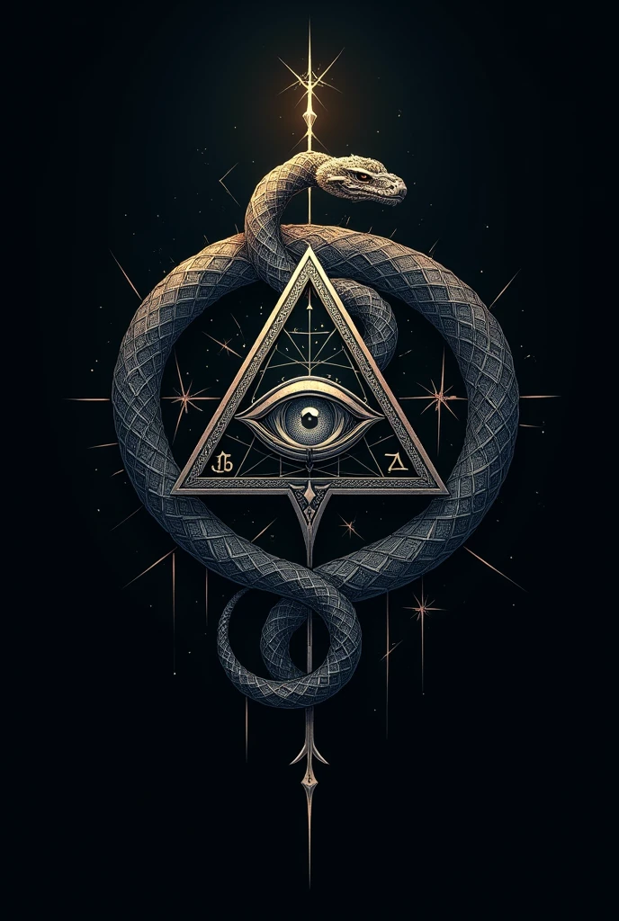 Logo , a triangle with an eye in its center and a snake coiled around it