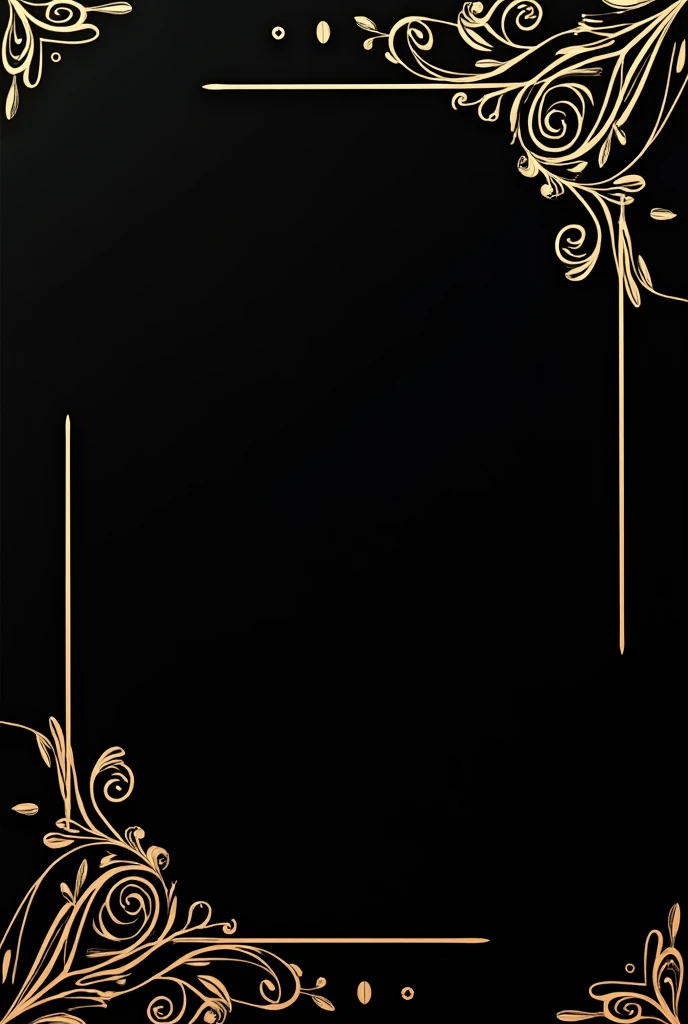 Give me the black background with elegant little gold details for a grad invitation card and no flowers