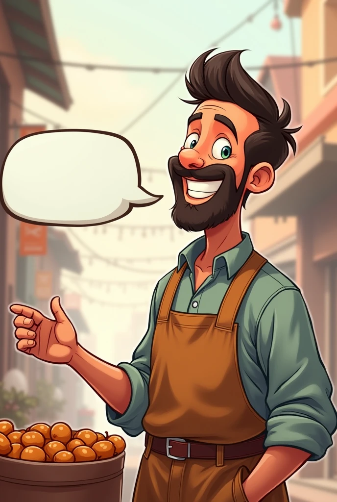: Le marchand souriant, with a speech bubble saying “He might be on strike !”