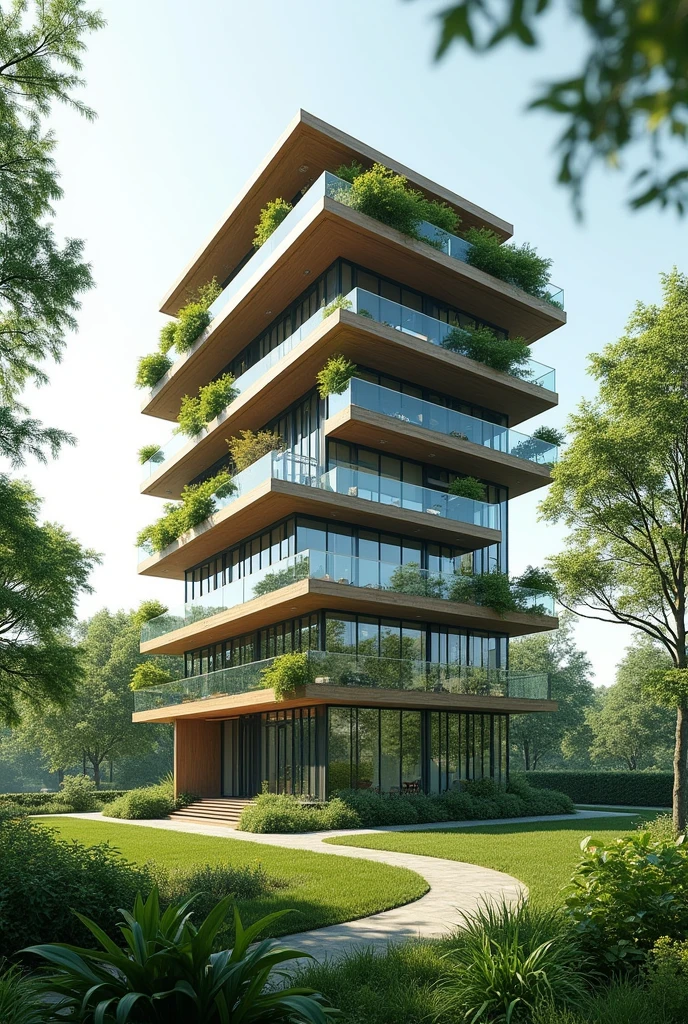 a building, where it is a sustainable company with few weeds A 5-STORY BUILDING