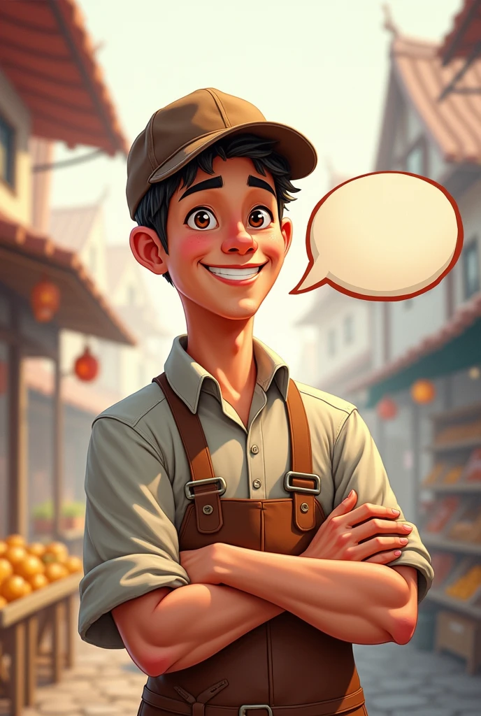 : Le marchand souriant, with a speech bubble saying “He might be on strike !”