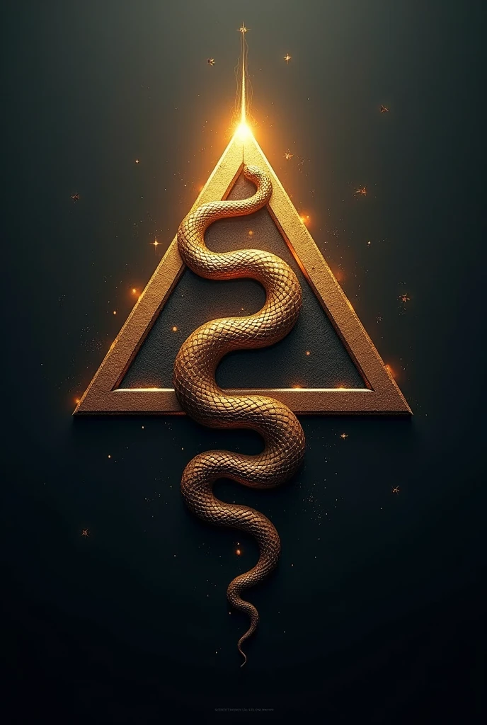 Logo, an illuminati pyramid and a snake coiled around it