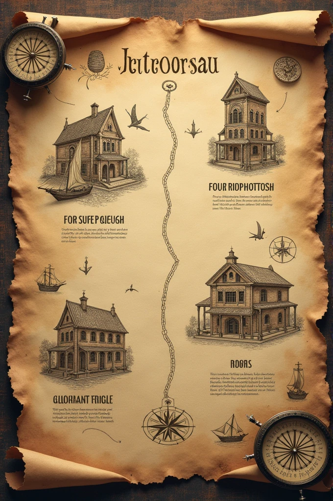 1. Make a map of the museum on the four rooms, in treasure map format, in which each "The same" It is one of the 4 rooms of the museum