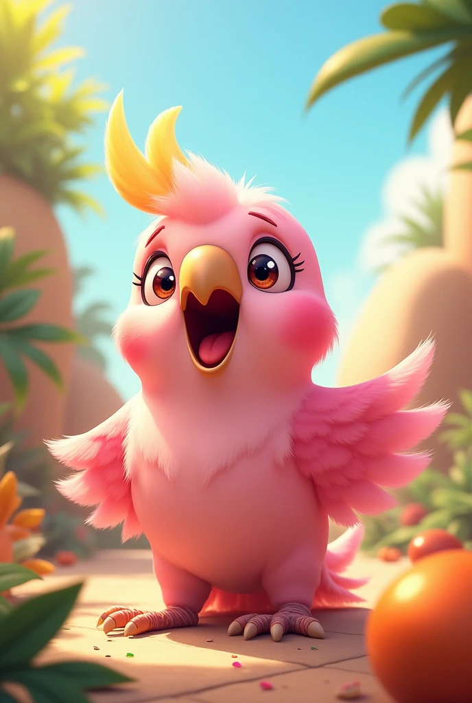 Now lulu the pink cockatiel is having the best time of her life