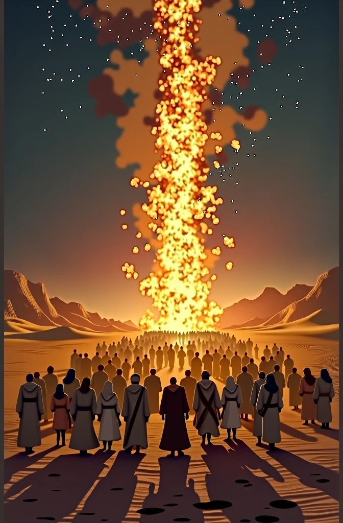 The people of Israel with the pillar of fire