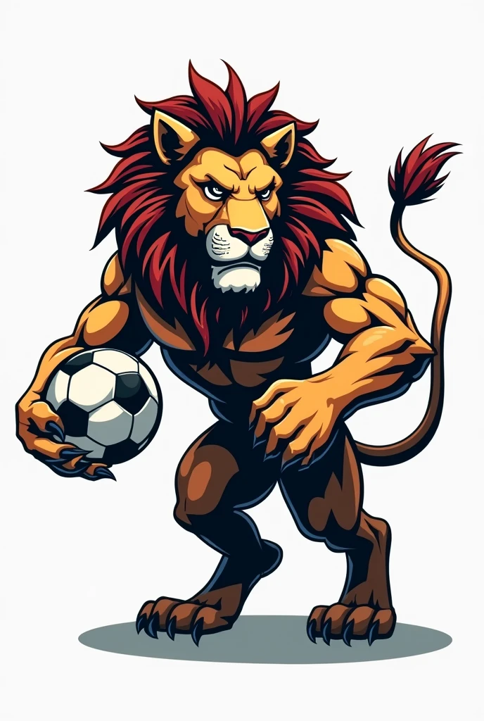 sports logo lion with a soccer ball
