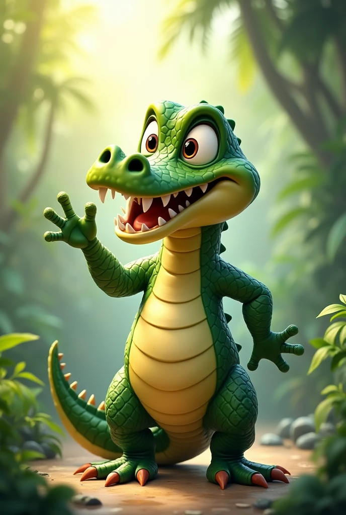 animated crocodile smiling and standing
