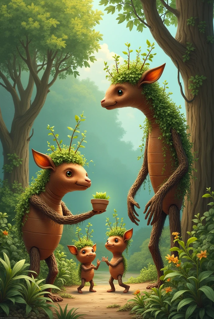 THE LITTLE ONES AS POTS AND THE TREES AS LIVING BEINGS WALKING





