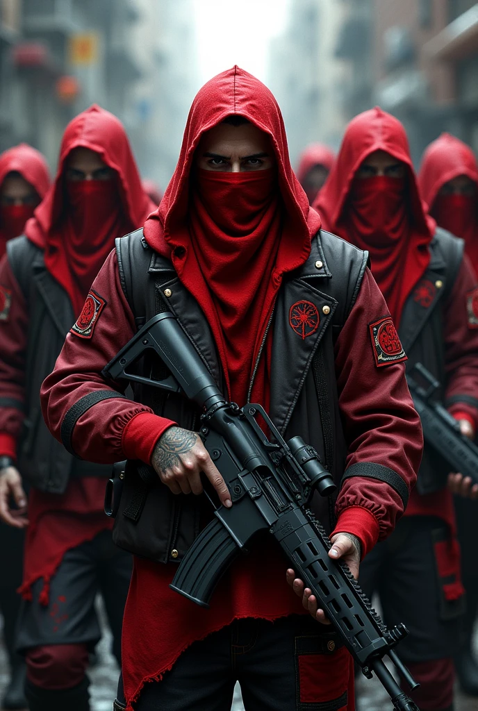 Le gang bloods qui revendique la couleur rouge, bandana rouge + brassard bandana rouge
 pistolet lourd pour FiveM GTA RP