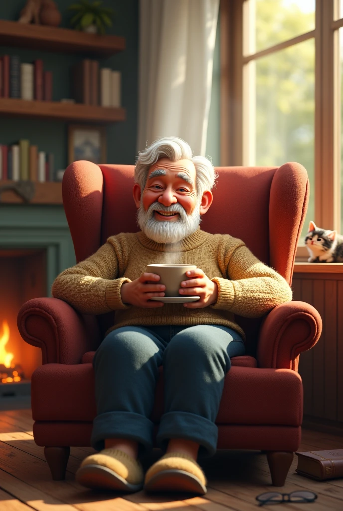 Create a picture of a retiree enjoying his retirement