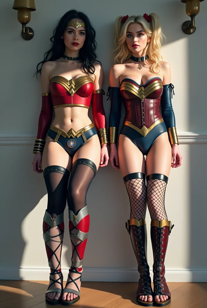 Supergorl, cabelo longo loira, 18 anos, seios grandes, vestindo (lingerie harnesses supergirl Suit), altamente detalhado, Artstation, suave, foco nítido, 8K, (underboob), strapless bra, bra hopefully falling off, sensual dynamic pose
