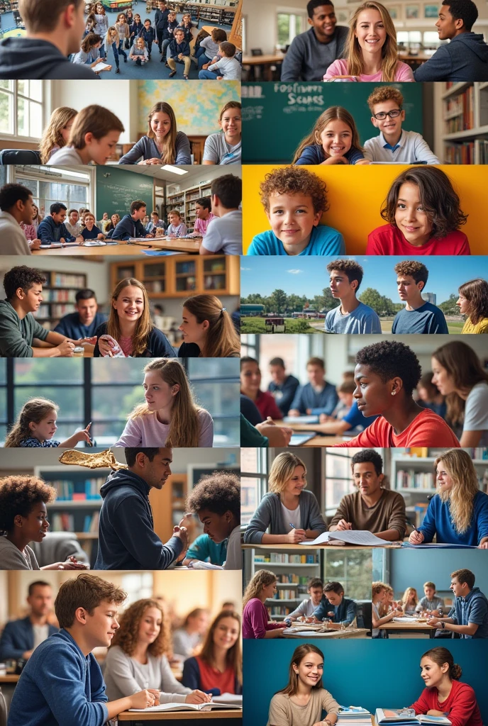 Collage of many real school images 